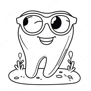 Happy Tooth With Sunglasses Coloring Page 4077-3294