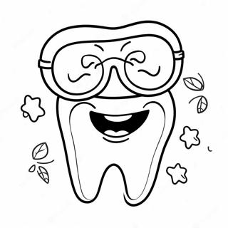 Happy Tooth With Sunglasses Coloring Page 4077-3378