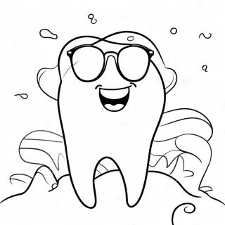 Happy Tooth With Sunglasses Coloring Page 4077 3380