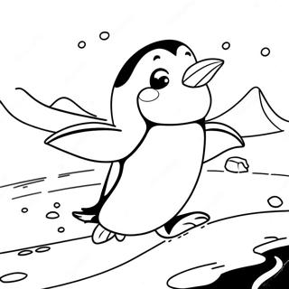 Adorable Penguin Sliding On Ice Coloring Page 41294-32981