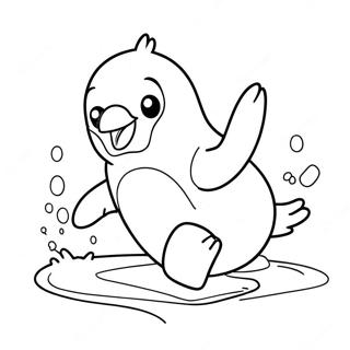 Adorable Penguin Sliding On Ice Coloring Page 41294-32983