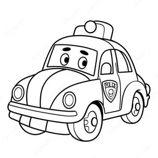 Cute Police Car With Smiling Face Coloring Page 412-325