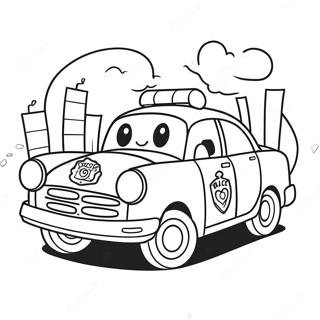 Cute Police Car With Smiling Face Coloring Page 412-326