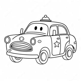 Cute Police Car With Smiling Face Coloring Page 412-328