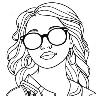Cool Swag Bad Girl With Sunglasses Coloring Page 41374-33046