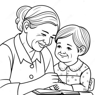 Heartwarming Grandma And Granddaughter Coloring Page 42004-33543