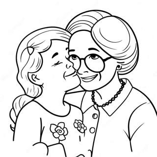 Heartwarming Grandma And Granddaughter Coloring Page 42004-33544