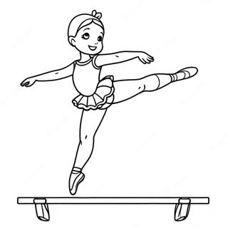 Ballet Gymnast Performing On Balance Beam Coloring Page 422-346