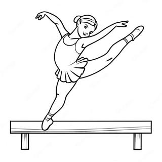 Ballet Gymnast Performing On Balance Beam Coloring Page 422-347