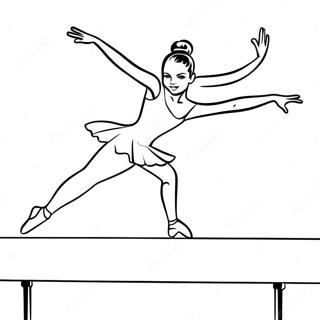 Ballet Gymnast Performing On Balance Beam Coloring Page 422-348