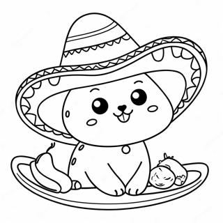 Funny Taco Cat With A Sombrero Coloring Page 42584-34013
