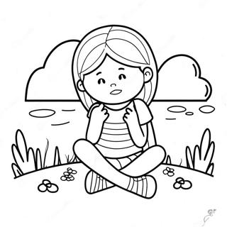 Sad Girl Sitting Alone Coloring Page 42843-34211
