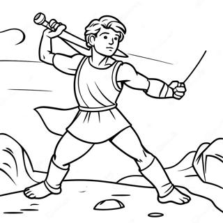 Brave David Defeating Goliath Coloring Page 43314-34586