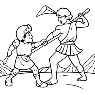 Brave David Defeating Goliath Coloring Page 43314-34588