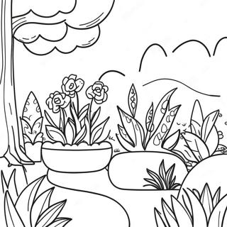 Colorful Garden With Growing Plants Coloring Page 43324-34593