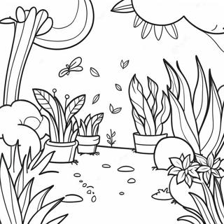 Colorful Garden With Growing Plants Coloring Page 43324-34595