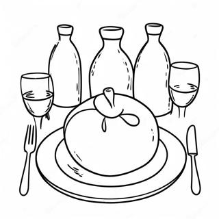 Festive Rosh Hashanah Table Setting Coloring Page 4337-3581