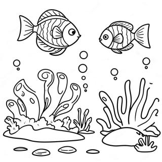 Underwater Scene With Coral And Fish Coloring Page 43404-34661