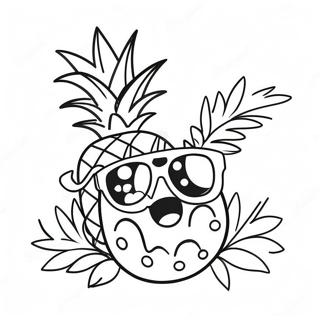 Cute Pineapple With Sunglasses Coloring Page 4357-3601