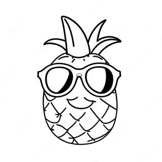 Cute Pineapple With Sunglasses Coloring Page 4357-3604