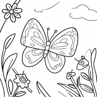 Colorful Butterfly In A Garden Coloring Page 4417-3646