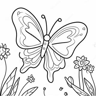 Colorful Butterfly In A Garden Coloring Page 4417-3648