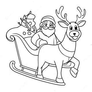 Santa Sleigh And Reindeer Coloring Page 44663-35659