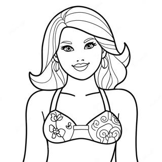 Barbie In A Colorful Swimsuit Coloring Page 44924-35866