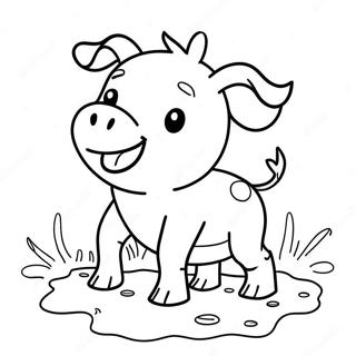 Happy Piglet Playing In The Mud Coloring Page 4507-3718