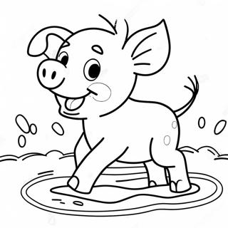 Happy Piglet Playing In The Mud Coloring Page 4507-3719