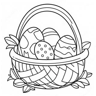 Easter Basket With Colorful Eggs Coloring Page 4636-3818