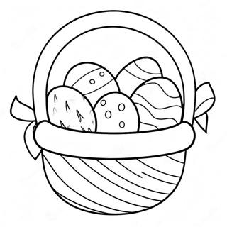 Easter Basket With Colorful Eggs Coloring Page 4636-3819