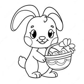 Cute Bunny With Easter Basket Coloring Page 4637-3839