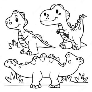 Colorful Dinosaurs Coloring Page 46524-37142