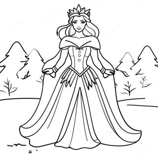 Elegant Ice Queen In A Snowy Landscape Coloring Page 46954-37481