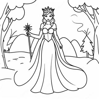 Elegant Ice Queen In A Snowy Landscape Coloring Page 46954-37482