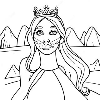 Elegant Ice Queen In A Snowy Landscape Coloring Page 46954-37484