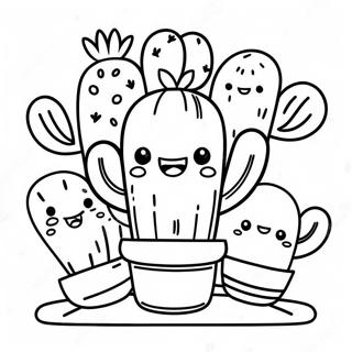 Cute Kawaii Cactus Coloring Page 47394-37843