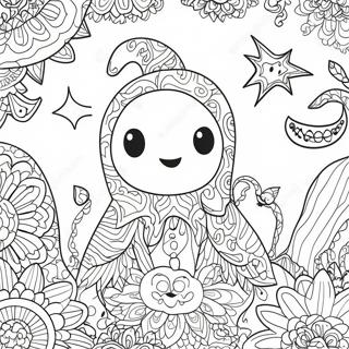 Spooky Halloween Zentangle Ghost Coloring Page 47664-38054