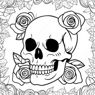 Skull And Roses Goth Tattoo Coloring Page 47774-38144