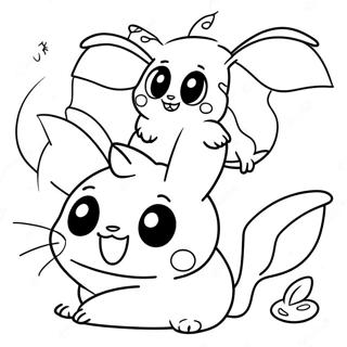 Cute Raichu Playing With Friends Coloring Page 4827-3969