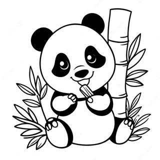 Cute Panda Eating Bamboo Coloring Page 48454-38679