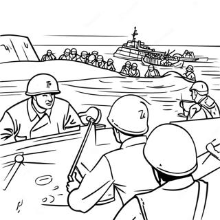 D Day Historical Scene Coloring Page 48654-38837