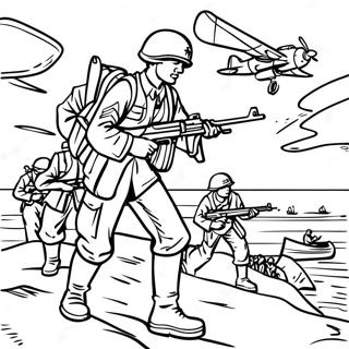 D Day Historical Scene Coloring Page 48654-38839