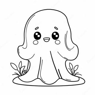 Cute Sad Ghost With A Heart Coloring Page 49754-39718