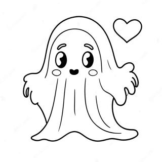 Cute Sad Ghost With A Heart Coloring Page 49754-39719