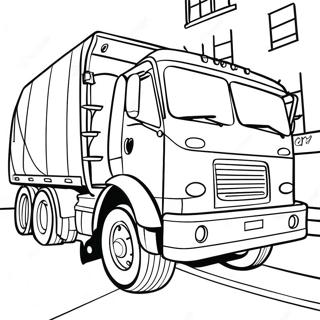 Colorful Garbage Truck On The Street Coloring Page 502-403