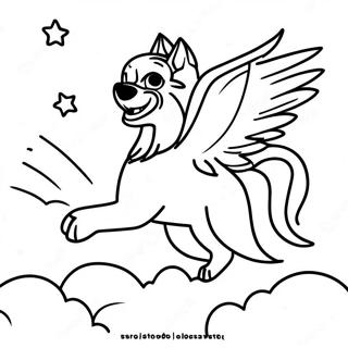 Fantasy Wolf Soaring Through The Sky Coloring Page 50484-40300