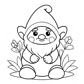 Cute Valentine S Day Gnome With Flowers Coloring Page 51434-41057