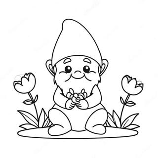 Cute Valentine S Day Gnome With Flowers Coloring Page 51434-41058